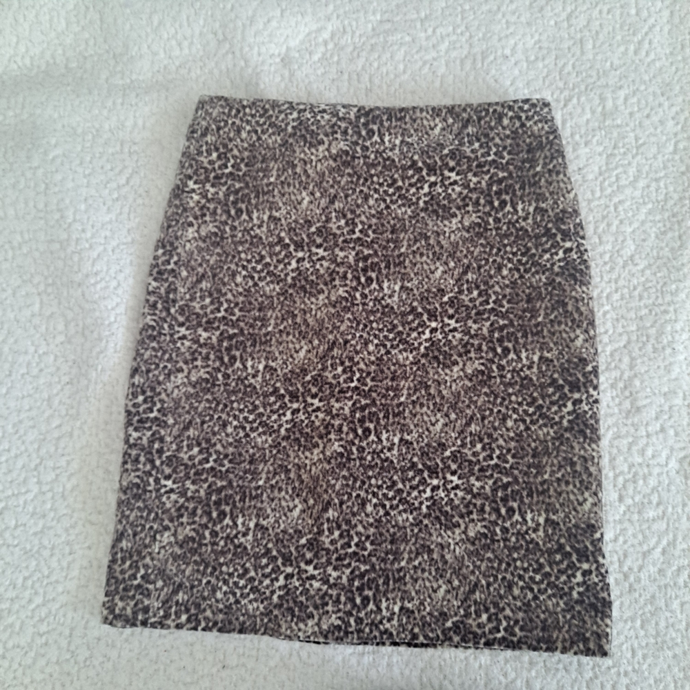 Talbots Leopard Print Pencil Skirt - Black and Brown